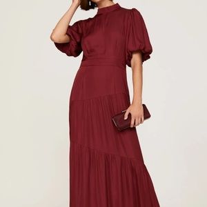 MinkPink Rent the Runway Ines Gown Burgundy satin sz M $169